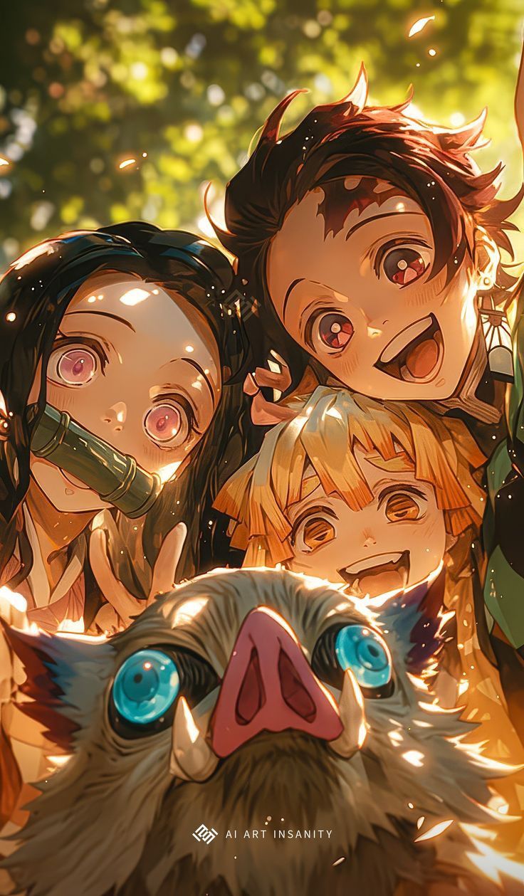 illustrated image with nezuko and tanjiro on a sunny day