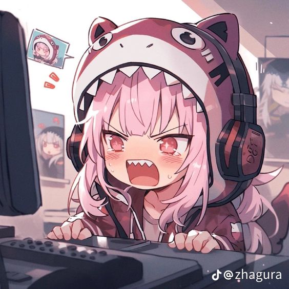 cute illustration of a cute girl wearing headphones